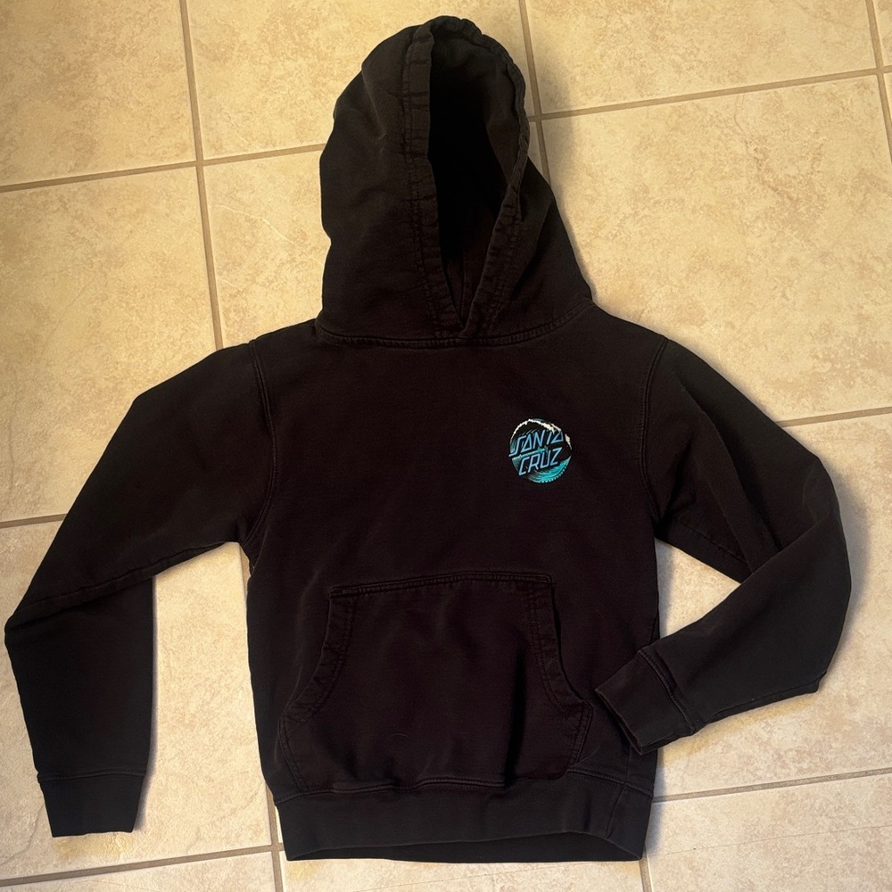 Santa Cruz Skateboards Kids Black and Blue Hoodie